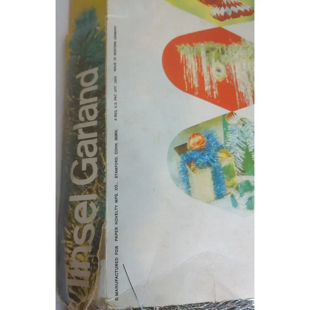 Vintage 1968 Paper Novelty Silver Tinsel Garland Retro Christmas Decor